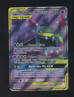2019 Pokemon Sun & Moon Unbroken Bonds #196 FA Muk & Alolan Muk GX - Image 1