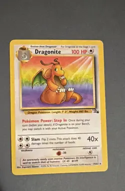 Dragonite 19/62 Fossil Rare 100 HP Stage 2 Regular Pokemon TCG Card English - Image 1