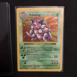 Pokemon Card: Nidoking HOLO 11/102 Shadowless Base Set Vintage Rare! HP/DMG - Image 1