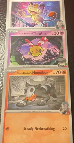 TEAM ROCKET TRIO Meowth, Chingling, Houndour Lot - 3 Pokemon Cards TCG - Image 2