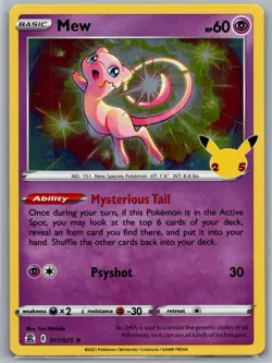 Mew 011/025 Holo Rare Celebrations Pokemon Near Mint - Image 1