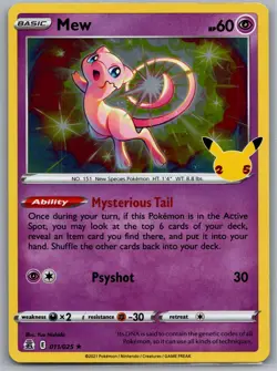 Mew 011/025 Holo Rare Celebrations Pokemon Near Mint - Image 1