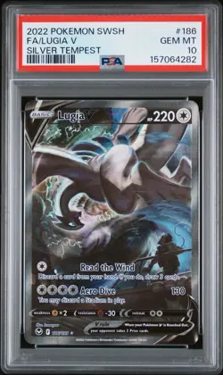 2022 POKEMON SWORD & SHIELD SILVER TEMPEST #186 FULL ART/LUGIA V PSA 10 - Image 1