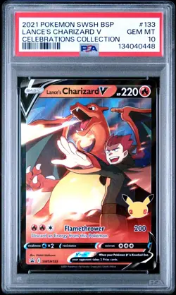 2021 POKEMON SWSH BLACK STAR PROMO #133 LANCE'S CHARIZARD V PSA 10 - Image 1