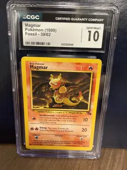 Magmar 39/62 CGC 10 Gem Mint Fossil 1999 WOTC Vintage Pokemon Unlimited - Image 1