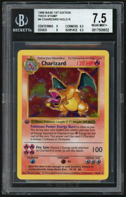 1999 Pokemon Charizard Shadowless HOLO R Base 1st Edition Thick Stamp BGS 7.5 - Image 1
