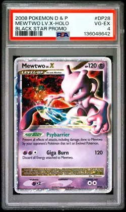 2008 Pokemon Mewtwo LV.X Holo DP28 Black Star Diamond & Pearl Promo LP - Image 1