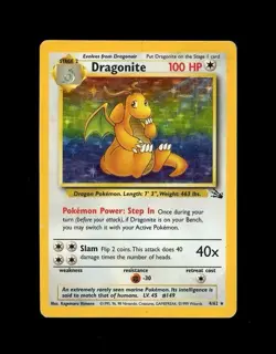 1999 WOTC Pokemon FOSSIL DRAGONITE HOLO 4/62 RARE! HP POOR - Image 1