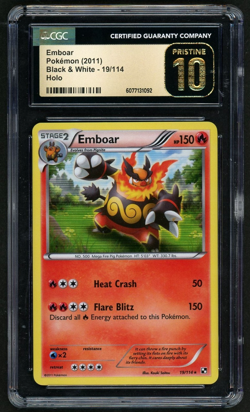 2011 Pokemon Emboar Holo Black & White #19 CGC PRISTINE 10 - Image 1