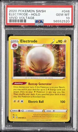 2020 POKEMON SWORD & SHIELD VIVID VOLTAGE #046 ELECTRODE-HOLO PSA 10 - Image 1