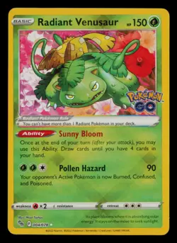 Radiant Venusaur 004/078 Radiant Rare Pokemon GO Pokemon Near Mint - Image 1