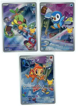 Pokemon First Partner Illustration Collection- Turtwig, Piplup And Chimchar - Image 1
