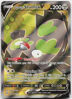 Galarian Stunfisk V 184/189 Ultra Rare Darkness Ablaze Pokemon Near Mint - Image 1