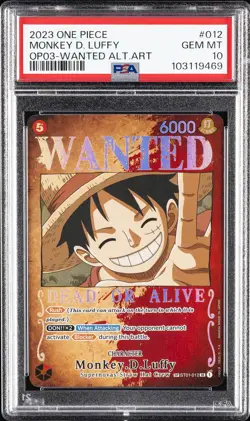 2023 ONE PIECE OP03-PILLARS OF STRENGTH #012 MONKEY D. LUFFY PSA 10 - Image 1