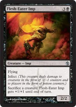 Moderate Play, English MTG Foil Flesh-Eater Imp - Foil Mirrodin Besieged Magic t - Image 1