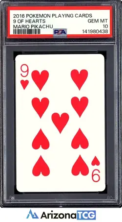 Pokemon 2016 Mario Pikachu 9 Of Hearts Playing Cards Japanese GEM MINT PSA 10 - Image 1