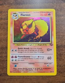 Pokemon Jungle Flareon Holo Rare Card 3/64 Unlimited Edition - Image 1