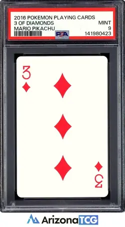 Pokemon 2016 Mario Pikachu 3 Of Diamonds Playing Cards Japanese PSA 9 - Image 1