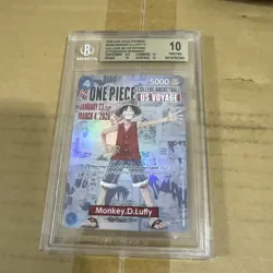 BGS 10 Luffy P-055 One Piece College Basketball US Voyage Promo Card English - Image 1