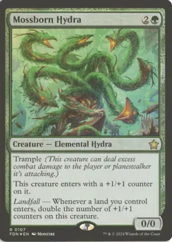 MTG Mossborn Hydra (107) Foil Promo PW Stamp R Foundations NM - Image 1