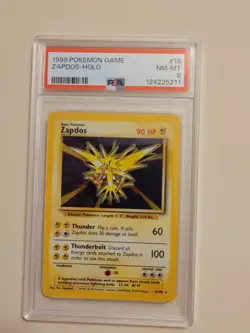 Zapdos - Pokemon Base Set #16 - Near Mint to Mint PSA 8 - Legendary - Image 2