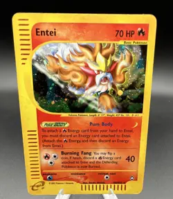 Pokemon Entei H08/H32 Aquapolis Holo Rare Basic 70 HP Card English - Image 1