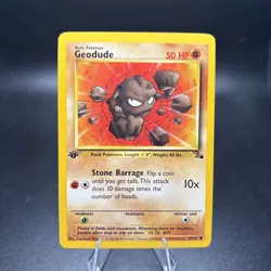 1st Edition Geodude 47/62 Fossil Common Pokemon TCG Vintage WotC 1999 NM -j - Image 1