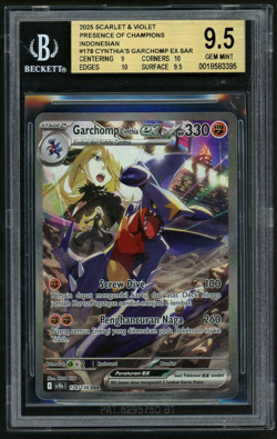 Pokemon Cynthia's Garchomp ex 2025 IDN SV Presence of Champions SAR BGS 9.5 - Image 1