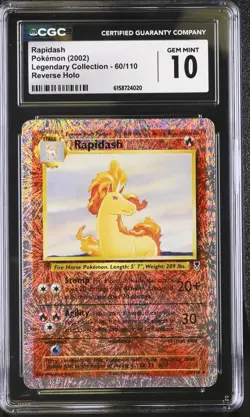 Pokemon Rapidash 60/110 Reverse Holo Legendary Collection - CGC 10 - Image 1