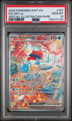 2025 POKEMON WHT EN-WHITE FLARE SPECIAL ILLUSTRATION RARE #167 KELDEO EX PSA 10 - Image 1