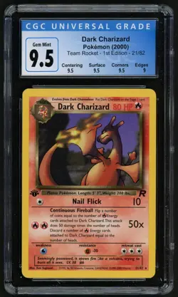 2000 Pokemon Dark Charizard Team Rocket - 1st Ed. #21 CGC 9.5 (CGC 10 Now) - Image 1