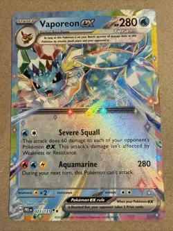 Pokemon TCG Prismatic Evolutions Vaporeon EX 023/131 - Image 1