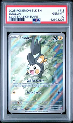 2025 POKEMON BLK EN-BLACK BOLT ILLUSTRATION RARE #112 EMOLGA PSA 10 - Image 1