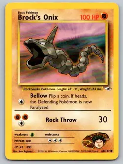 Brock's Onix 69/132 Common Gym Heroes Pokemon Unlimited Lightly Played - Image 1