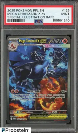2025 POKEMON PFL EN-PHANTASMAL FLAMES #125 MEGA CHARIZARD X EX PSA 9 MINT - Image 1