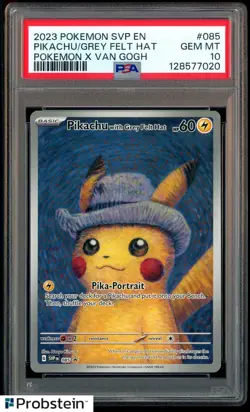 2023 Pokemon SVP EN Pokemon X Van Gogh #085 Pikachu with Grey Felt Hat PSA 10 - Image 1