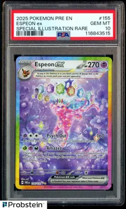 2025 Pokemon PRE EN Special Illustration Rare #155 Espeon ex PSA 10 GEM MINT - Image 1