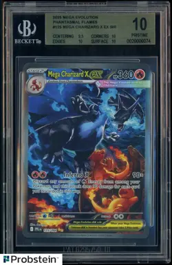 2025 POKEMON PFL EN-PHANTASMAL FLAMES #125 MEGA CHARIZARD X EX BGS 10 PRISTINE - Image 1