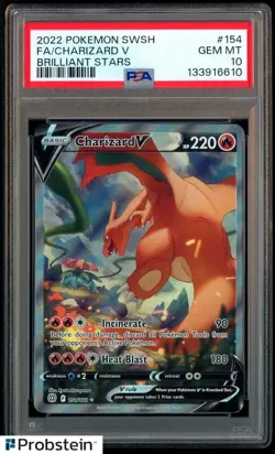 2022 Pokemon SWSH Brilliant Stars #154 FA/Charizard V PSA 10 GEM MINT - Image 1