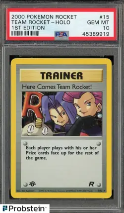 2000 Pokemon Rocket Here Comes Team Rocket Holo 1st Edition #15 PSA 10 GEM MINT - Image 1