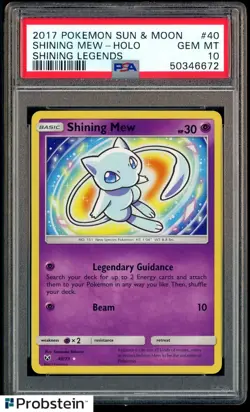 2017 Pokemon Sun & Moon Shining Legends #40 Shining Mew Holo PSA 10 GEM MINT - Image 1