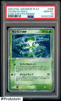 2003 Pokemon Japanese Play 5000 EXP Points Promo 006 Celebi EX Holo PSA 10 SWIRL - Image 1