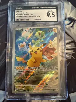 🔥2023 Pokemon Paldea Evolved ETB PIKACHU Black Star Promos #027 CGC 9.5 - Image 1