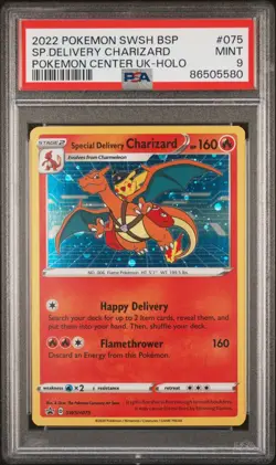 PSA 9 MINT - Special Delivery Charizard SWSH #075 Pokemon Center UK-HOLO PROMO - Image 1