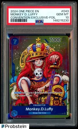 2024 One Piece EN P-043 Monkey D Luffy Convention Exclusive Foil PSA 10 - Image 1