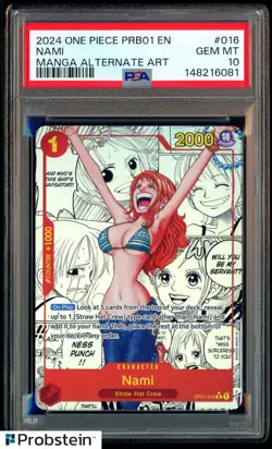 2024 One Piece PRB01 En Manga Alternate Art #016 Nami PSA 10 GEM MINT - Image 1