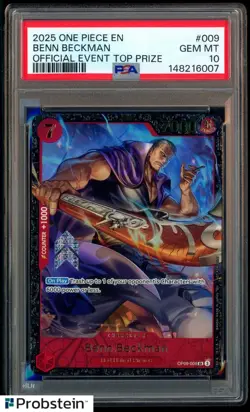 2025 One Piece EN Official Event Top Prize #009 Benn Beckman PSA 10 GEM MINT - Image 1