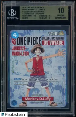 2026 One Piece Promos College Basketball US Voyage P-055 Monkey D Luffy BGS 10 - Image 1