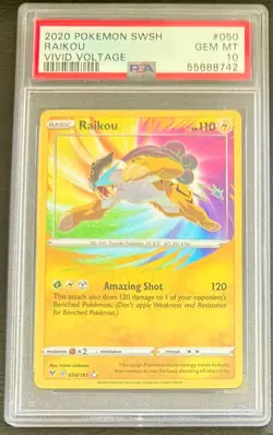 Pokemon TCG Raikou Vivid Voltage Amazing Rare PSA 10 - Image 1