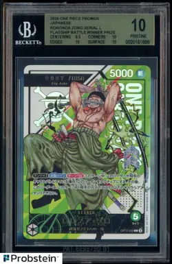 2025 One Piece Promos JPN Roronoa Zoro Serial Flagship Btl Winner Prize BGS 10 - Image 1